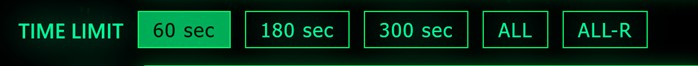 Time mode buttons such as 60 sec, 180 sec, 300 sec, ALL, ALL RANDOM